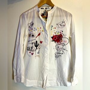 Desigual ‘ round collar roll up sleeve shirts